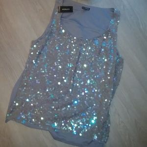 Brand NEW! Express, Grey/Silver sequin top.